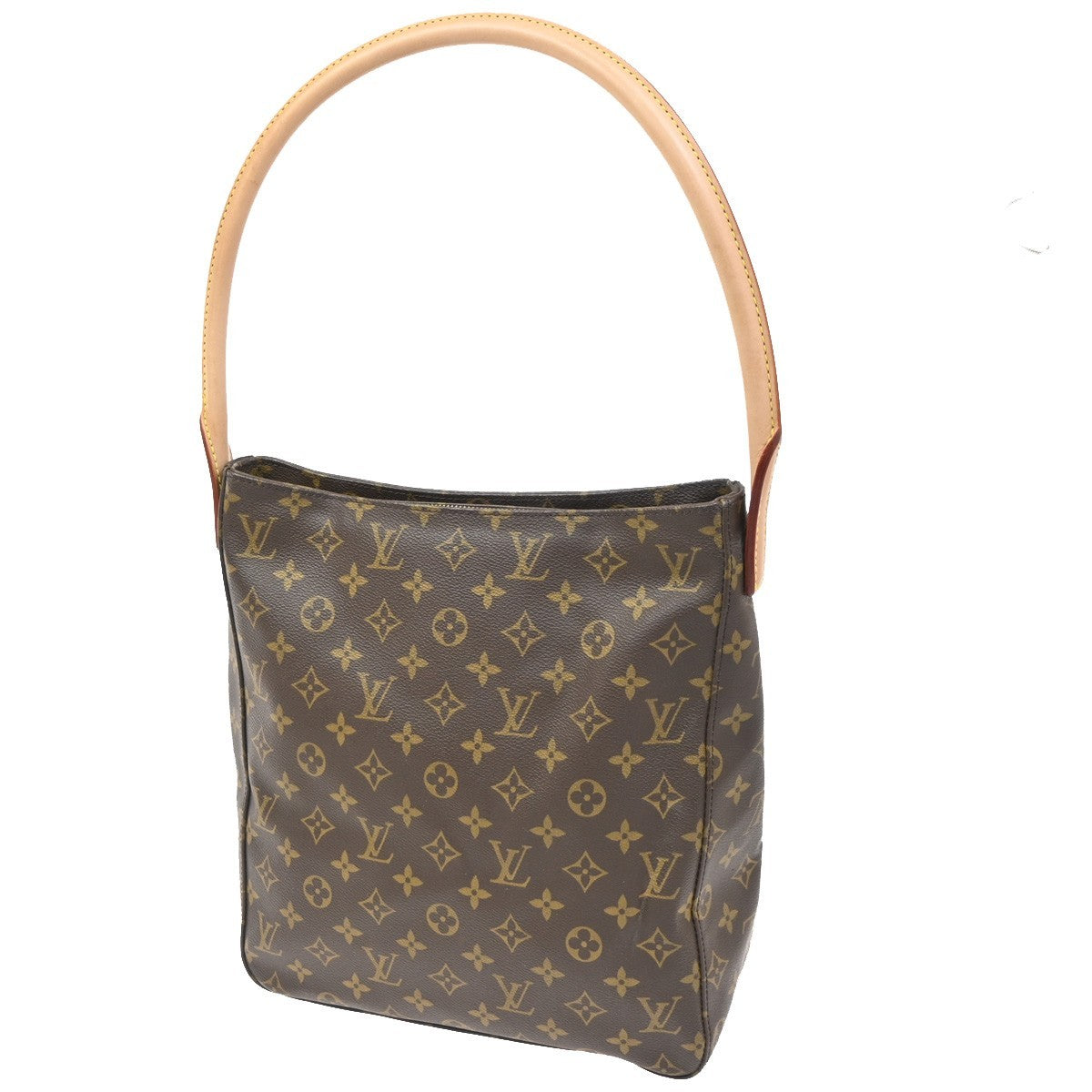 LOUIS VUITTON Logo Looping GM Shoulder Bag Monogram Leather Brown M51145 26RL728