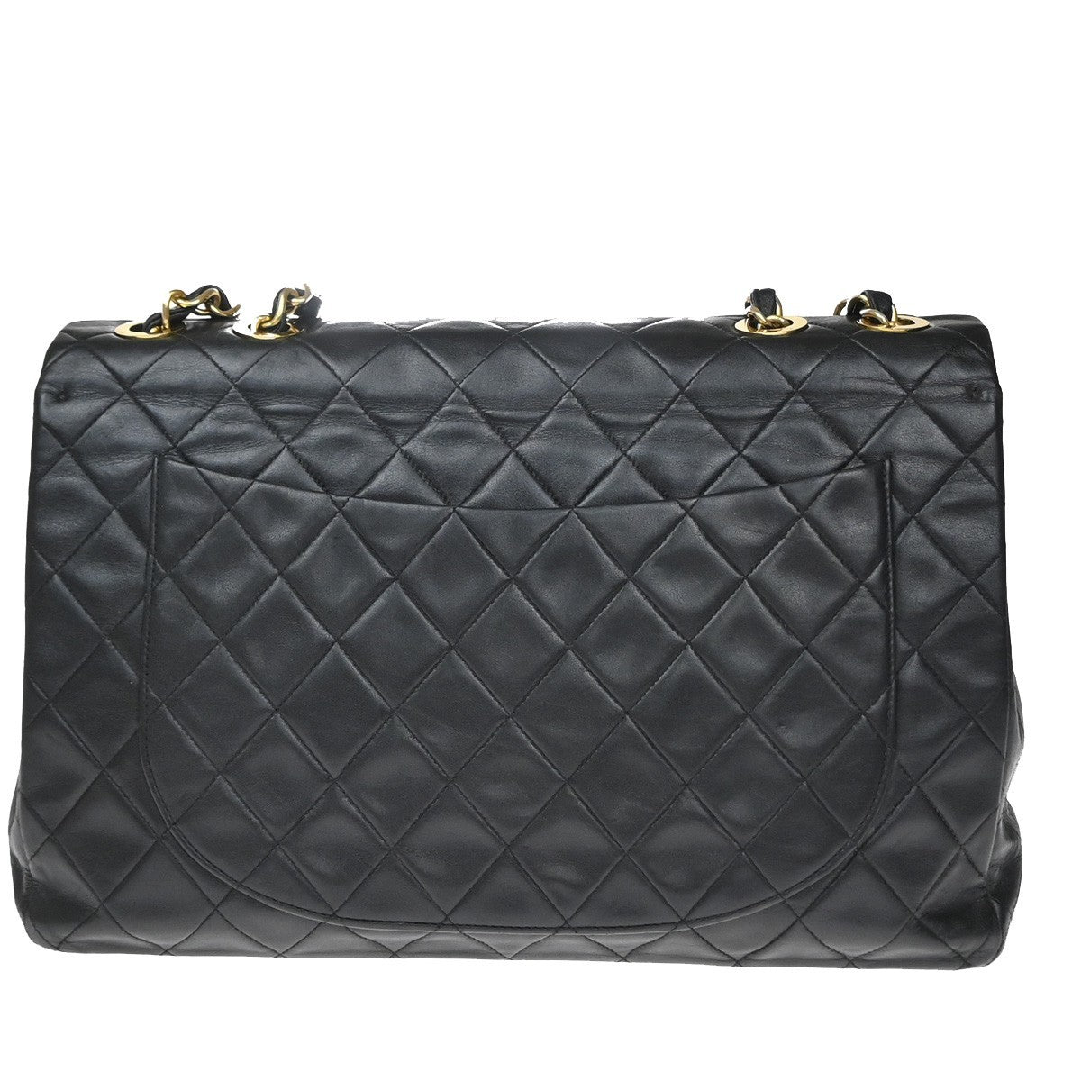CHANEL CC Logo Maxi Jumbo Matelasse 34 Chain Shoulder Bag Leather Black 806RQ017