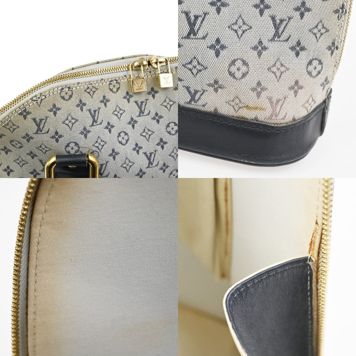 LOUIS VUITTON Alma Haut Hand Bag Monogram Mini Leather Blue M92202 80YJ018