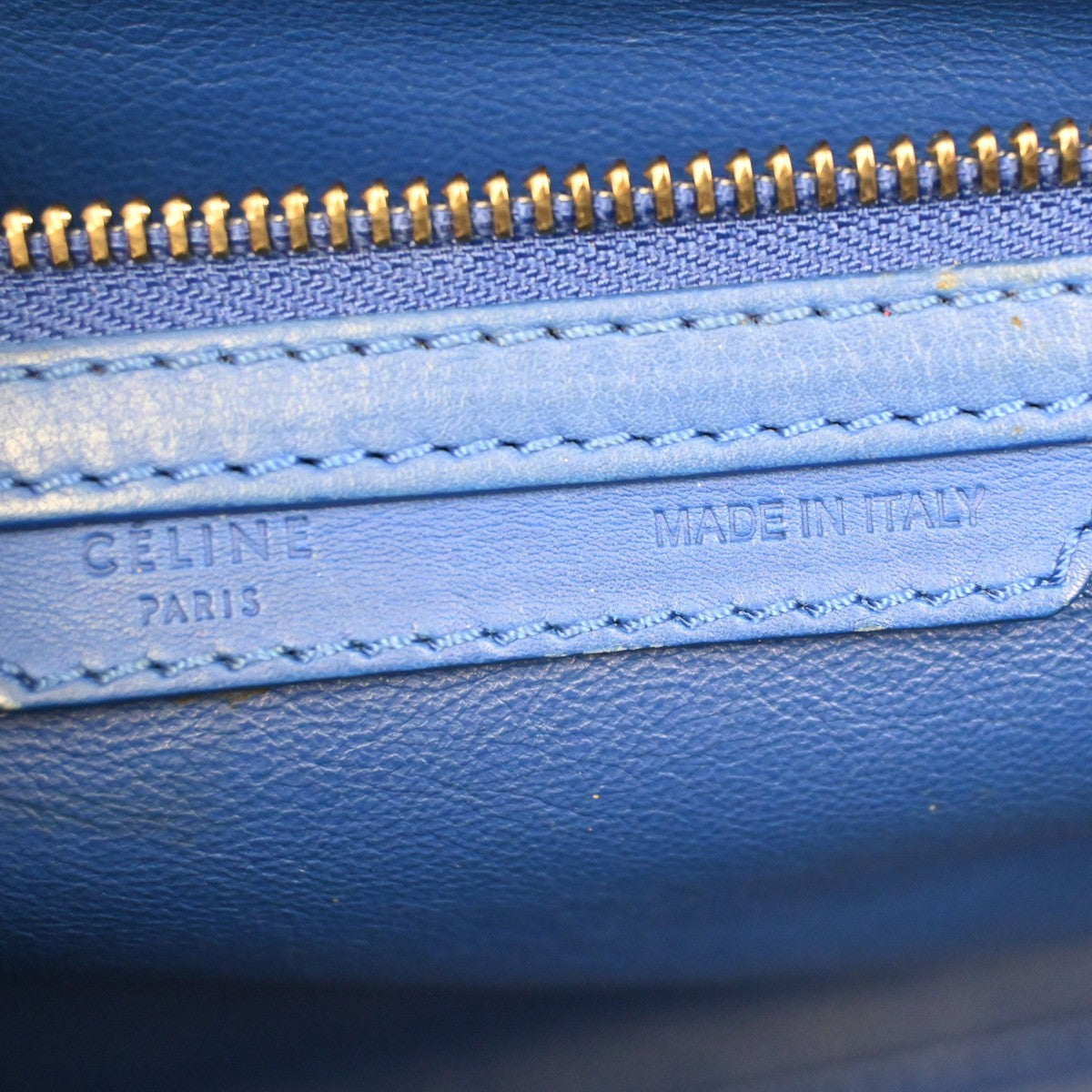 CELINE Luggage Mini Top Handle Tote Hand Bag Leather Blue GHW Italy 95RL900