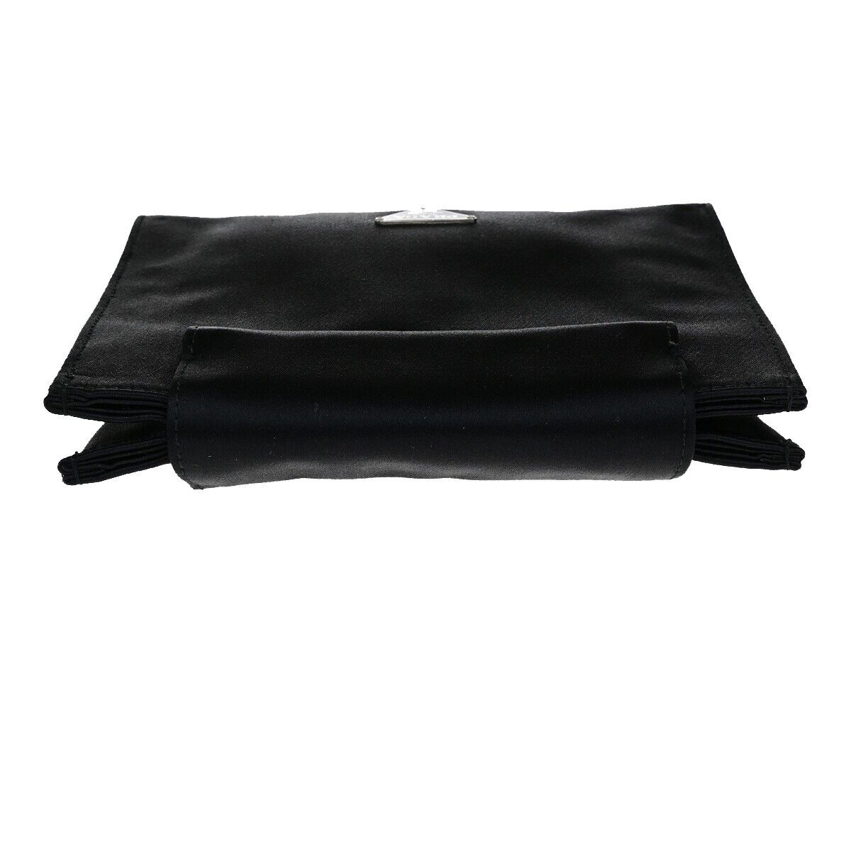 PRADA Logo Pouch Bag Nylon Black Nero Silver Made in Italy 63EB413