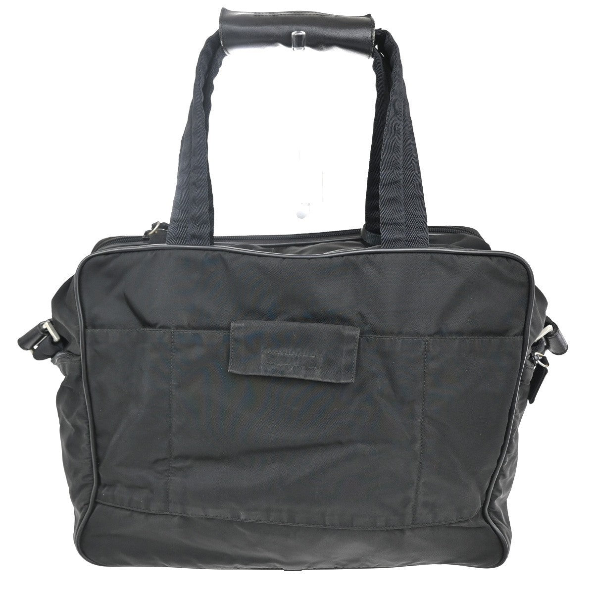 PRADA MILANO Logo Tessuto 2Way Business Shoulder Bag Nylon Leather Black 38TA378