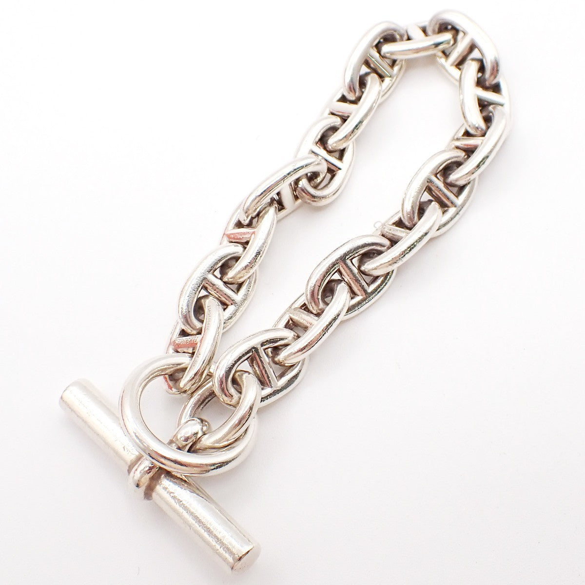 HERMES Logo Chaine D'ancre MM Chain Bracelet 16 Links Silver Ag925 385LC625