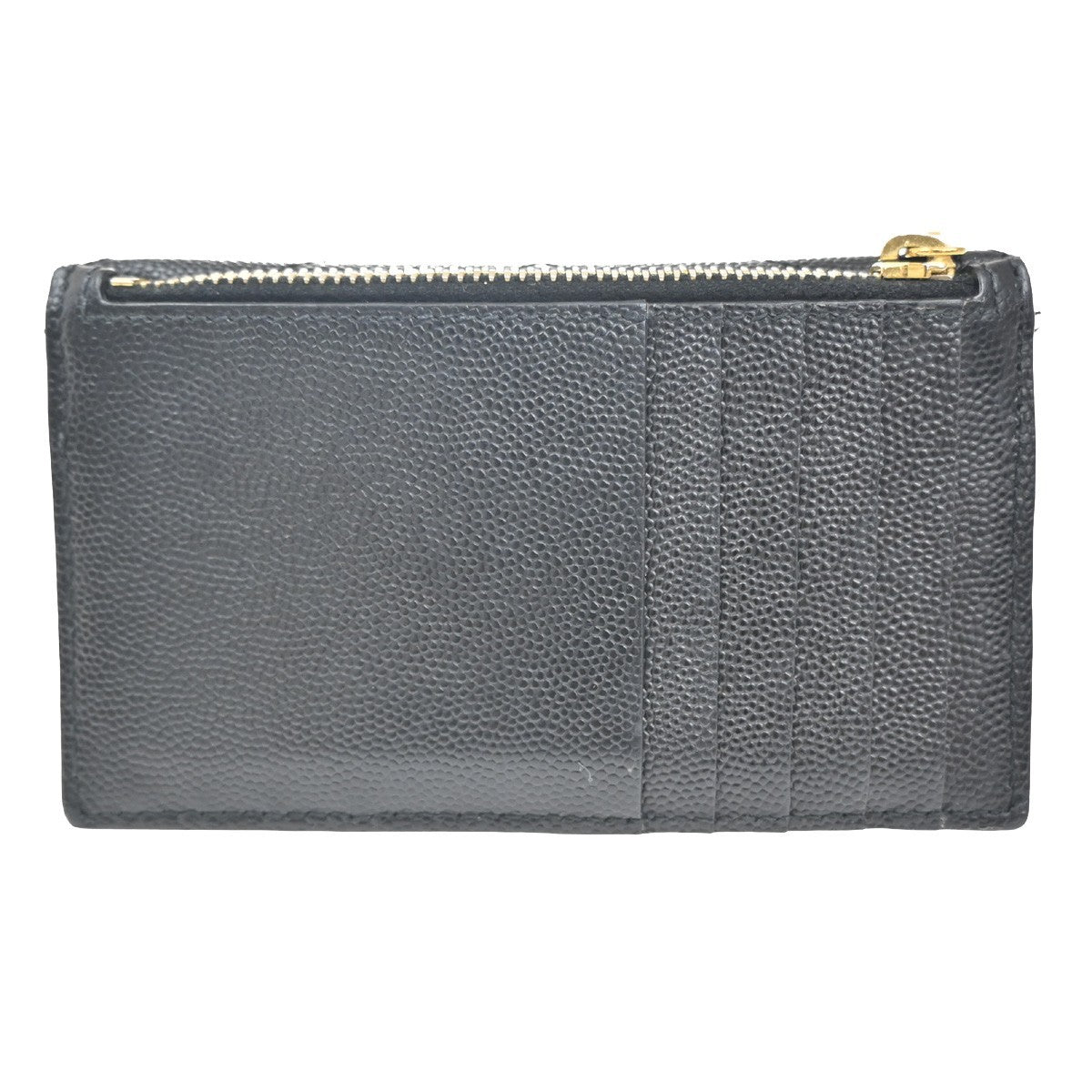 SAINT LAURENT YSL Logo Frap Card Coin Case Quilted Leather Black 612808 87KB982