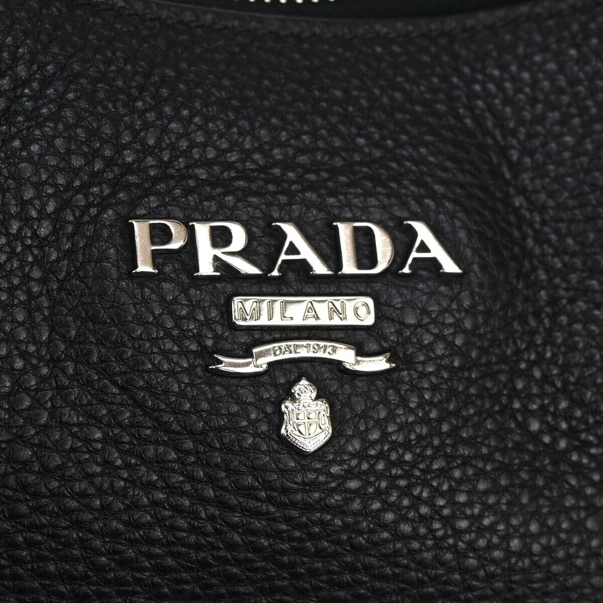 PRADA MILANO Logo Shoulder Bag Vitello Phenix Leather Nero Black SHW 53RH799