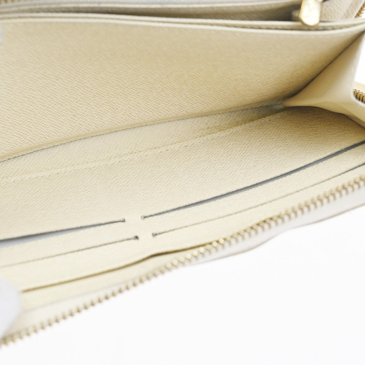 LOUIS VUITTON Zippy Long Wallet Damier Azur Leather White Spain N60019 67KD007