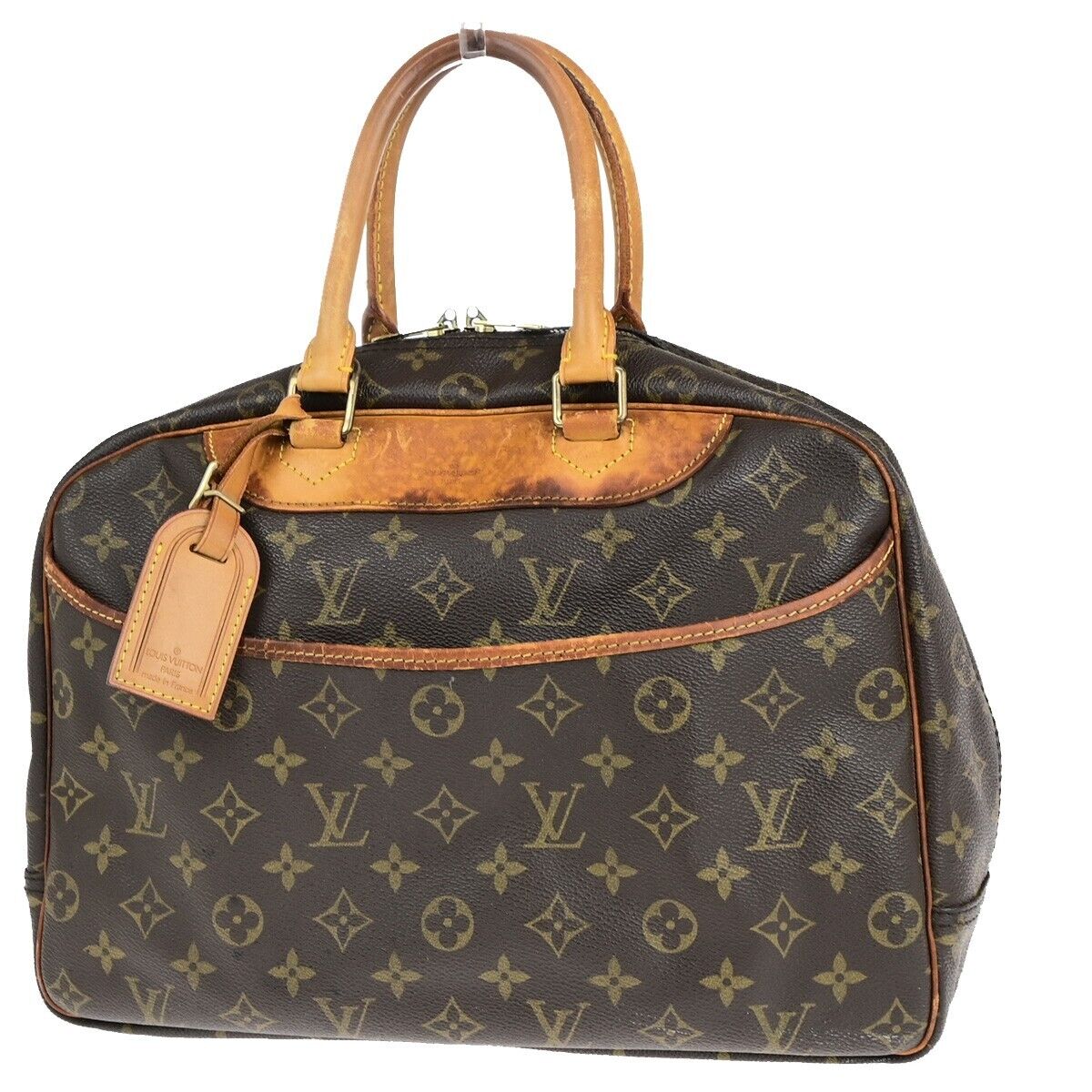 LOUIS VUITTON LV Logo Deauville Hand Bag Monogram Leather Brown M47270 61EC992
