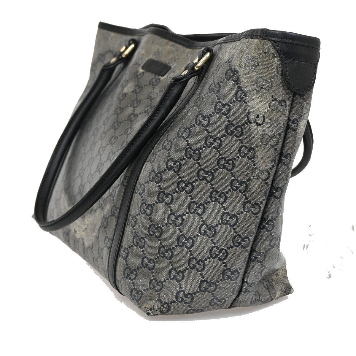 GUCCI GG Crystal Tote Shoulder Bag Coating Canvas Leather Black GHW 60DA042