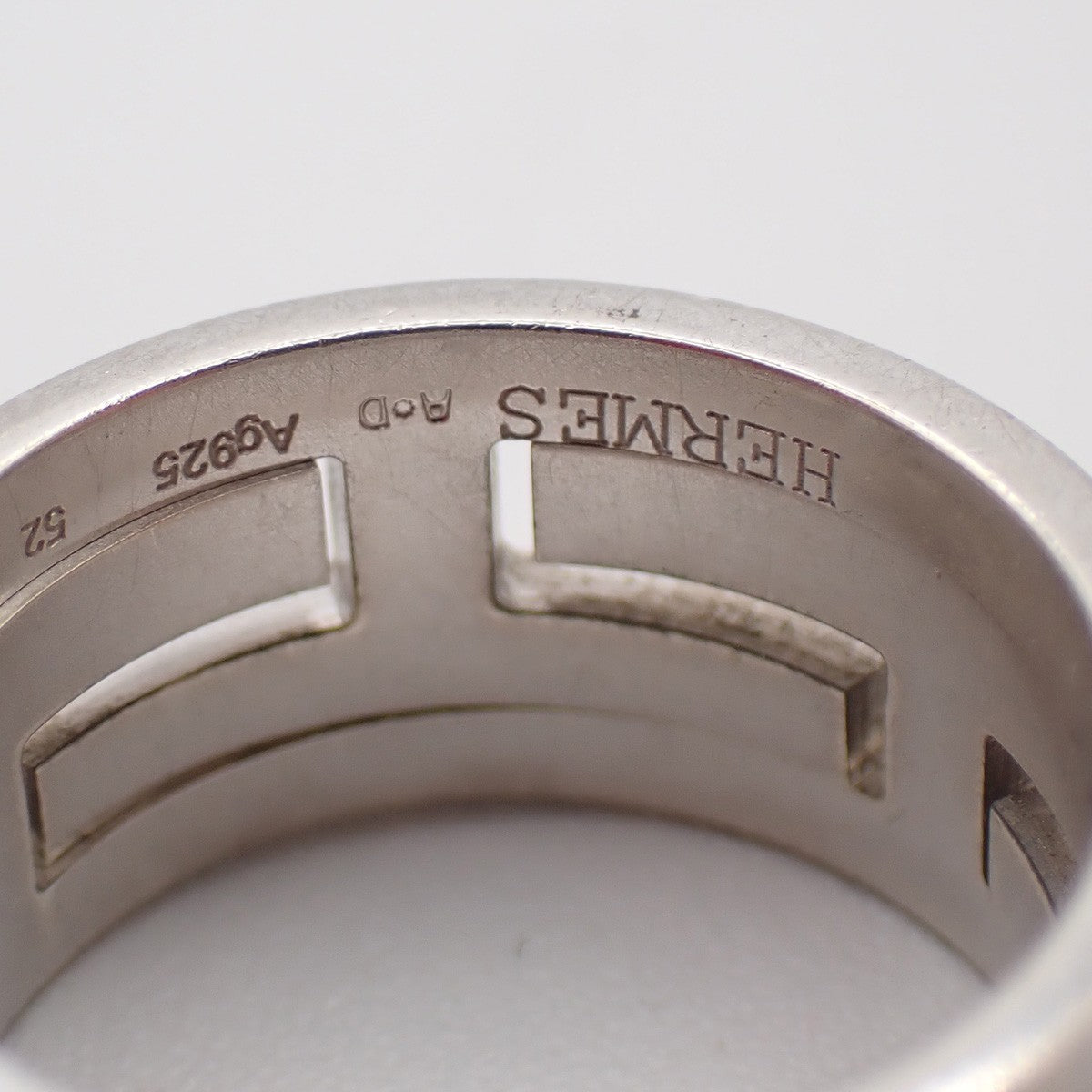 HERMES Logo Move H Ring Size 52 Silver 925  White Accessory 61RF775