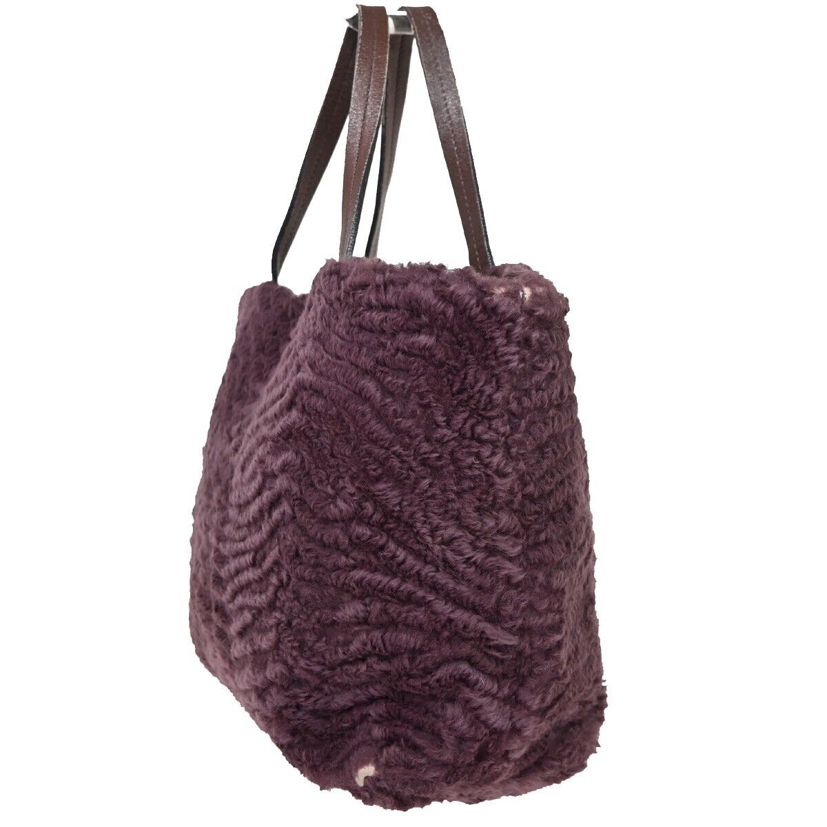 SALVATORE FERRAGAMO Logo Gancini Hand Bag Fur Leather Purple GHW Italy 09YD551