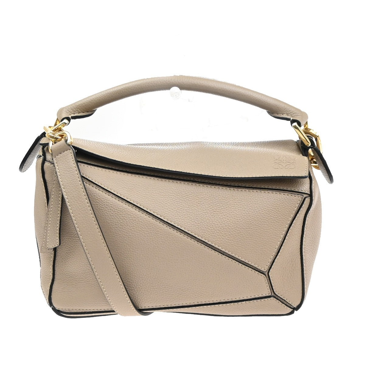LOEWE Logo Puzzle Small 2way Shoulder Hand Bag Leather Beige Spain GHW 629RL948