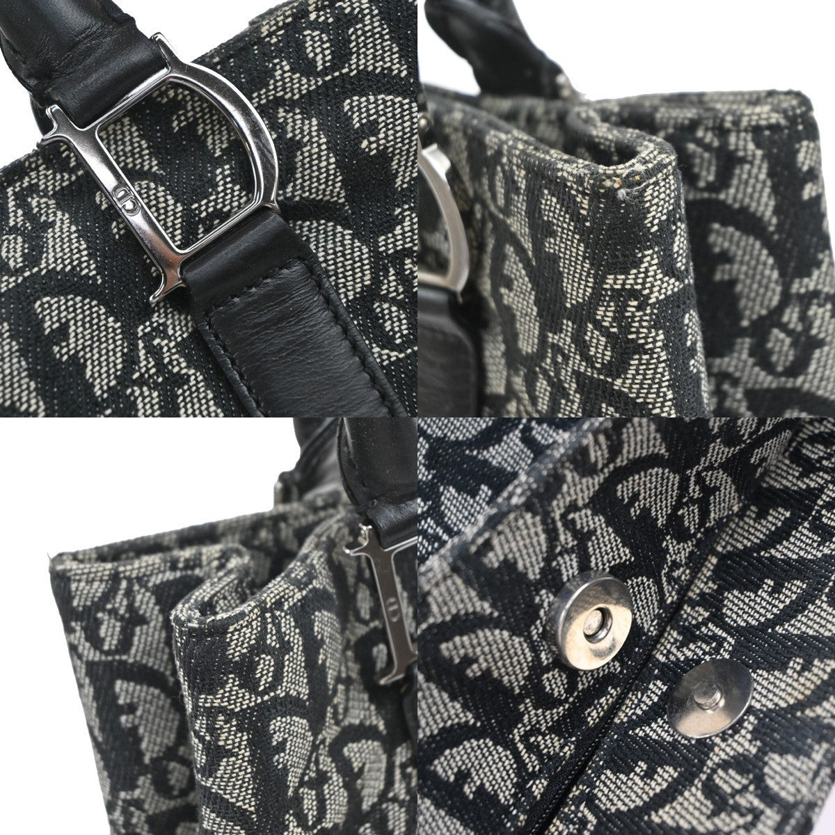 CHRISTIAN DIOR Logo Trotter Pattern Shoulder Bag Canvas Leather BK Italy 93YJ238