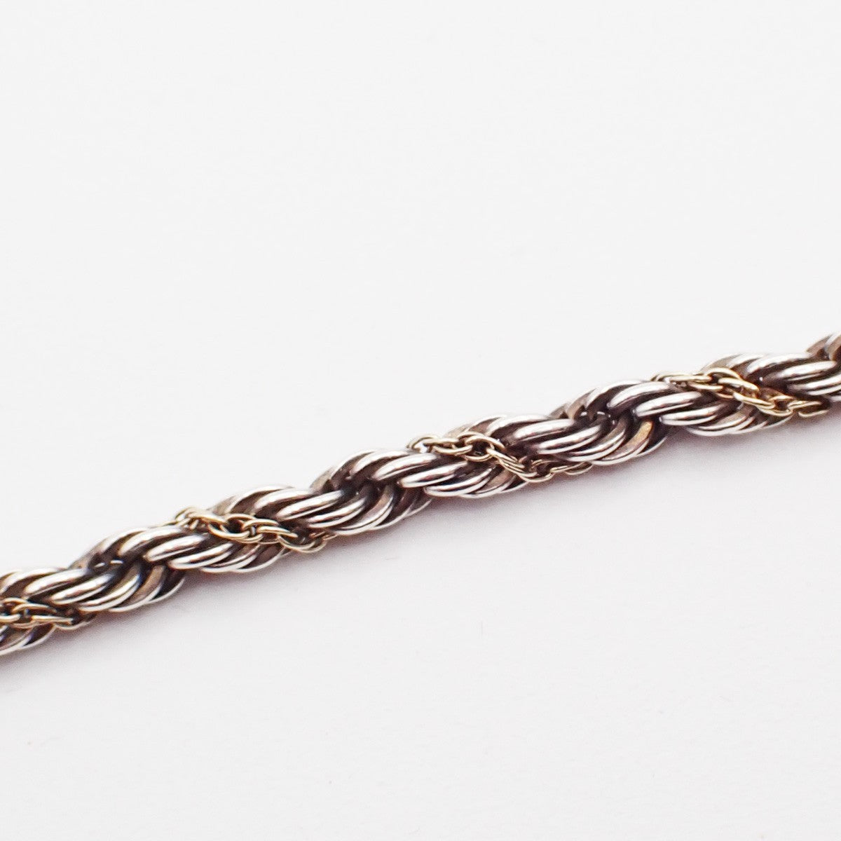 Tiffany & Co. Logo Sterling Silver and 18K Rope Twist Bracelet 69KP559