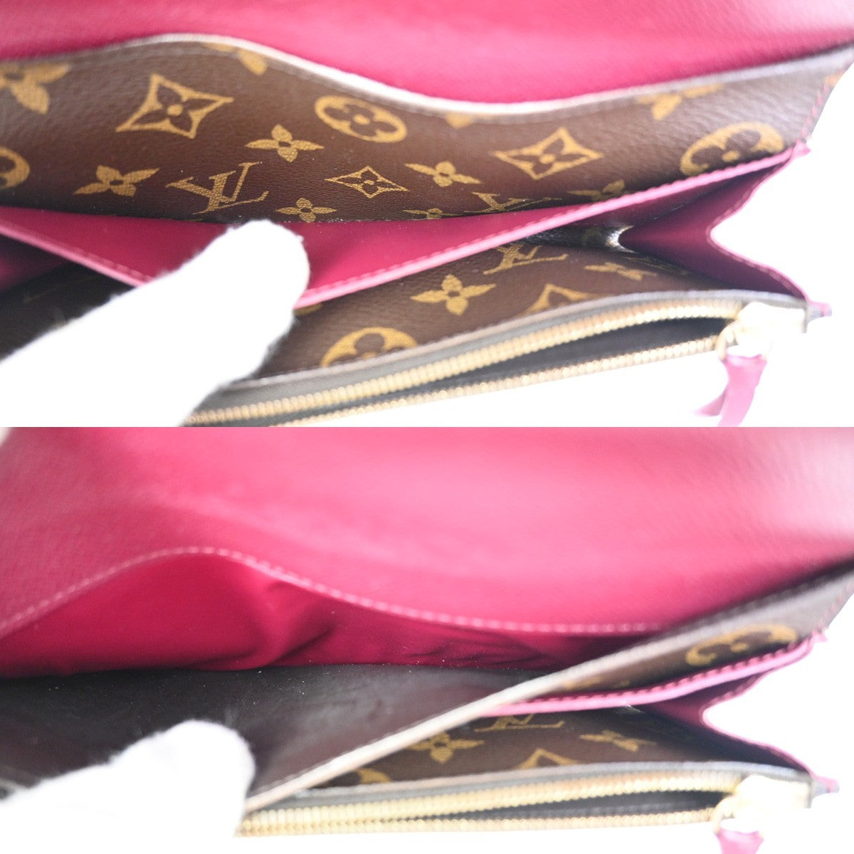 LOUIS VUITTON Emilie Long Wallet Monogram Leather Brown GHW Spain M60697 01KC903