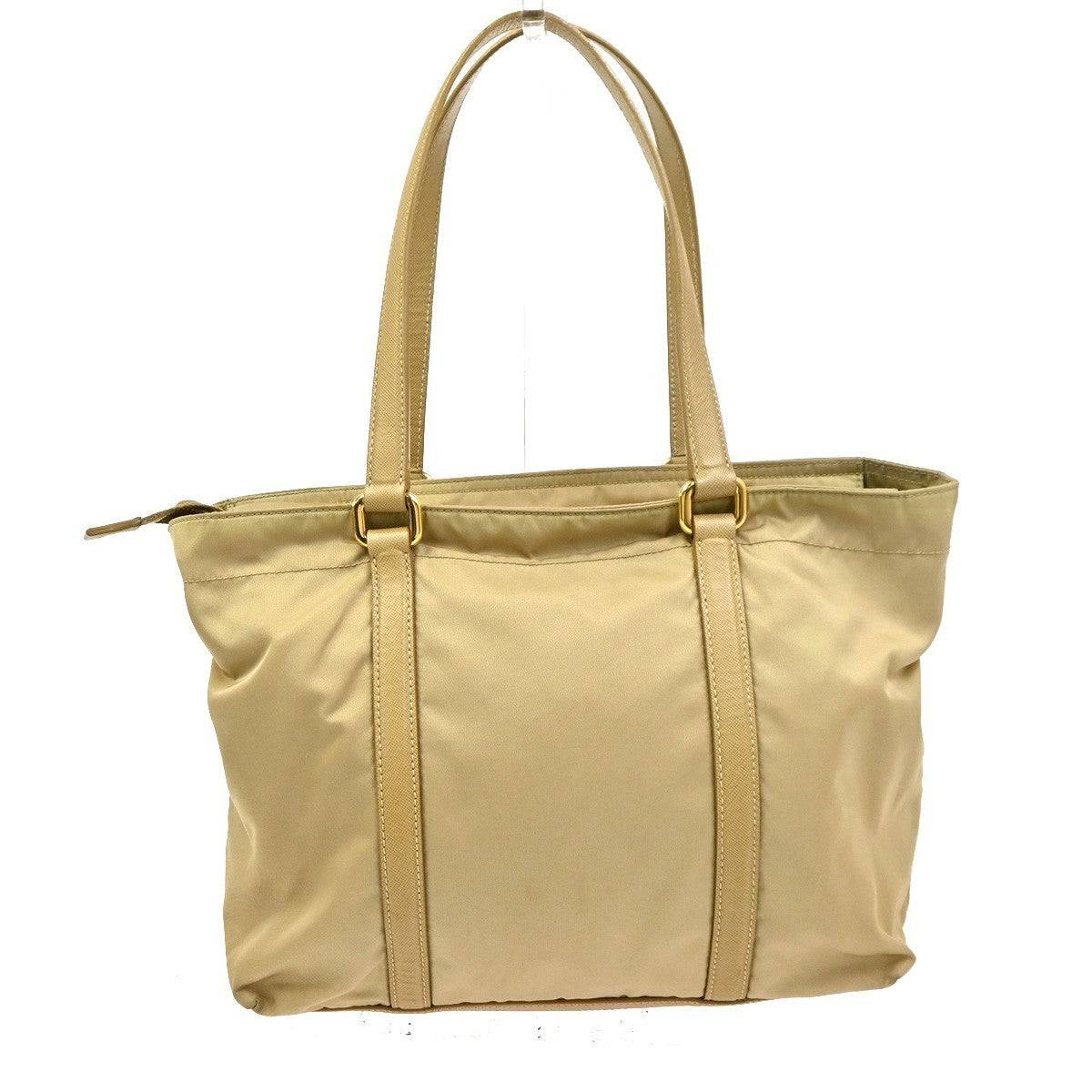 PRADA Logo Tessuto Shoulder Hand Bag Nylon Leather Beige Italy 30CA999