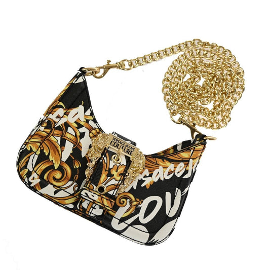VERSACE GIANNI COUTURE Logo Chain Mini Shoulder Bag PVC Leather Gold 73RJ371