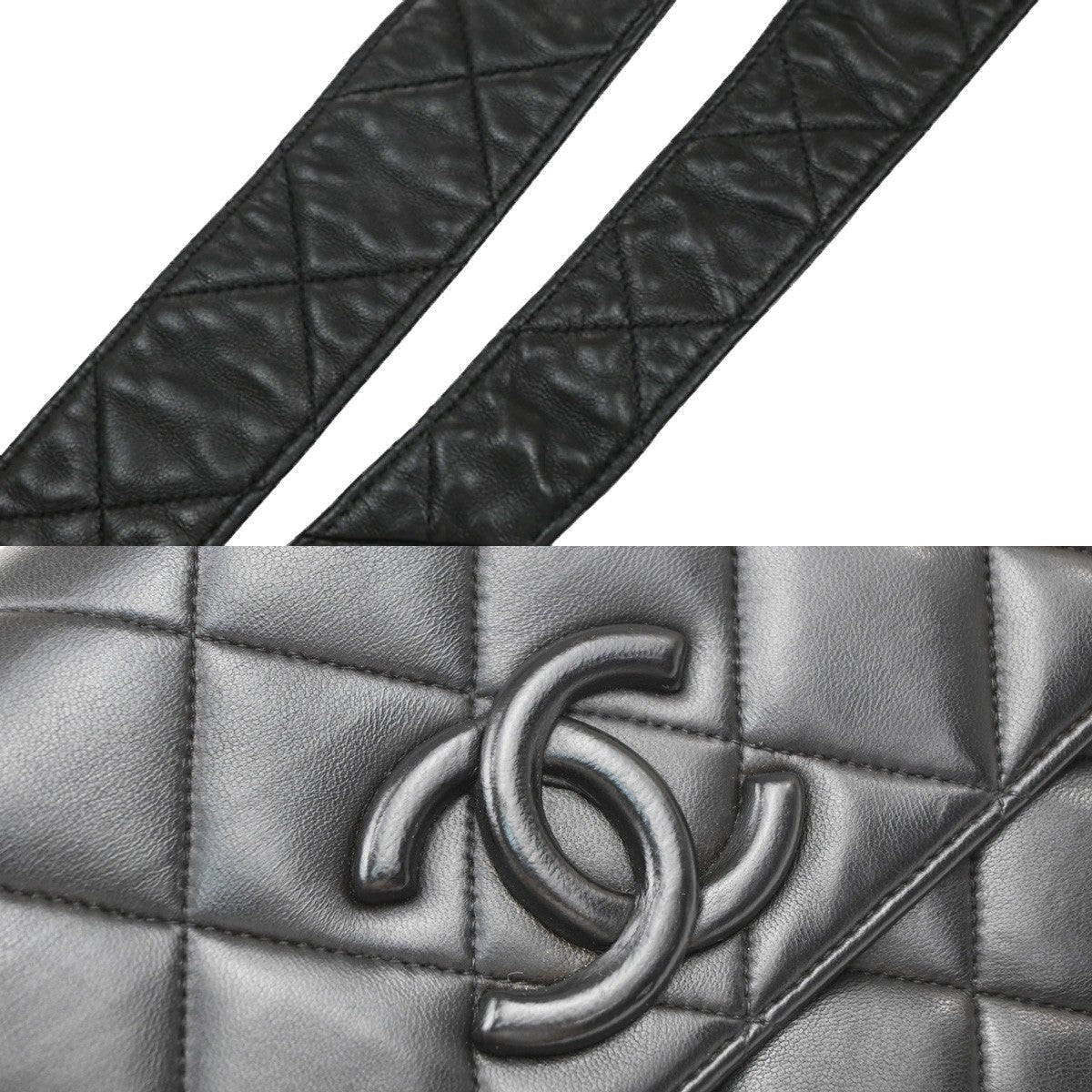 CHANEL CC Matelasse 25 Shoulder Bag Leather Black Vintage 359RP170
