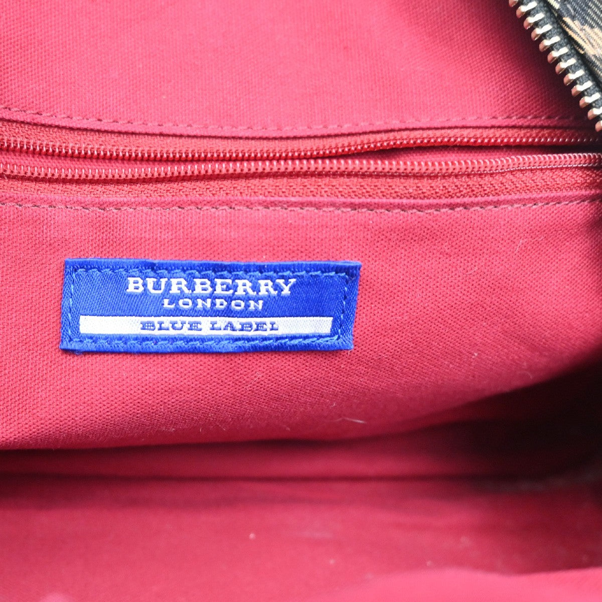 BURBERRY BLUE LABEL Nova Check Tote Bag Heart Charm Canvas Leather Brown 63KC467