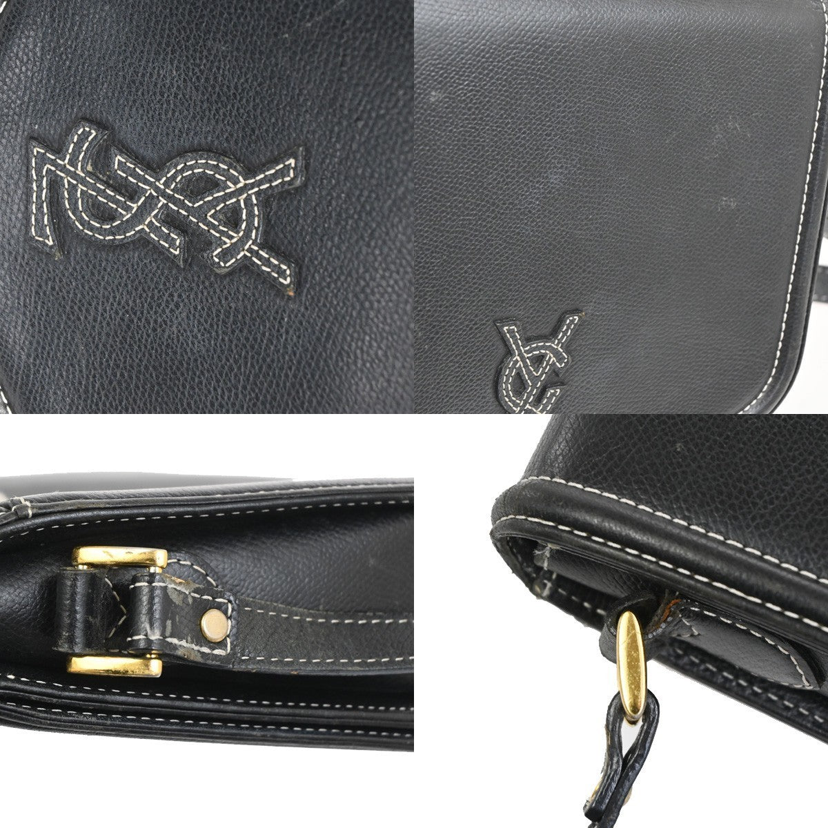 YVES SAINT LAURENT  Cassandra Shoulder Crossbody Bag Leather Black GHW 30TA582