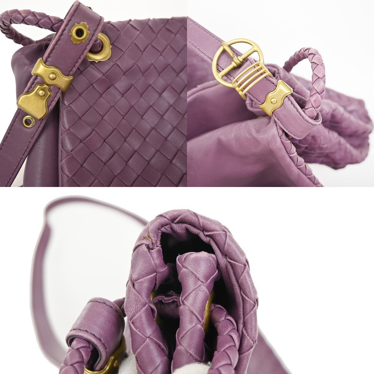 BOTTEGA VENETA Olimpia Intrecciato Shoulder Bag Leather Purple GHW Italy 12RL741