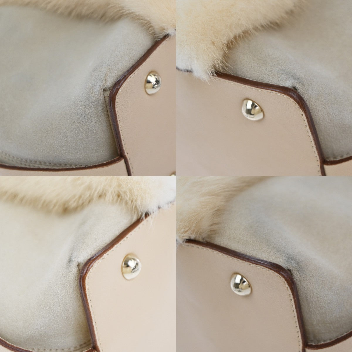 SALVATORE FERRAGAMO Gancini 2Way Shoulder Hand Bag Suede Fur Leather BE 80KP571