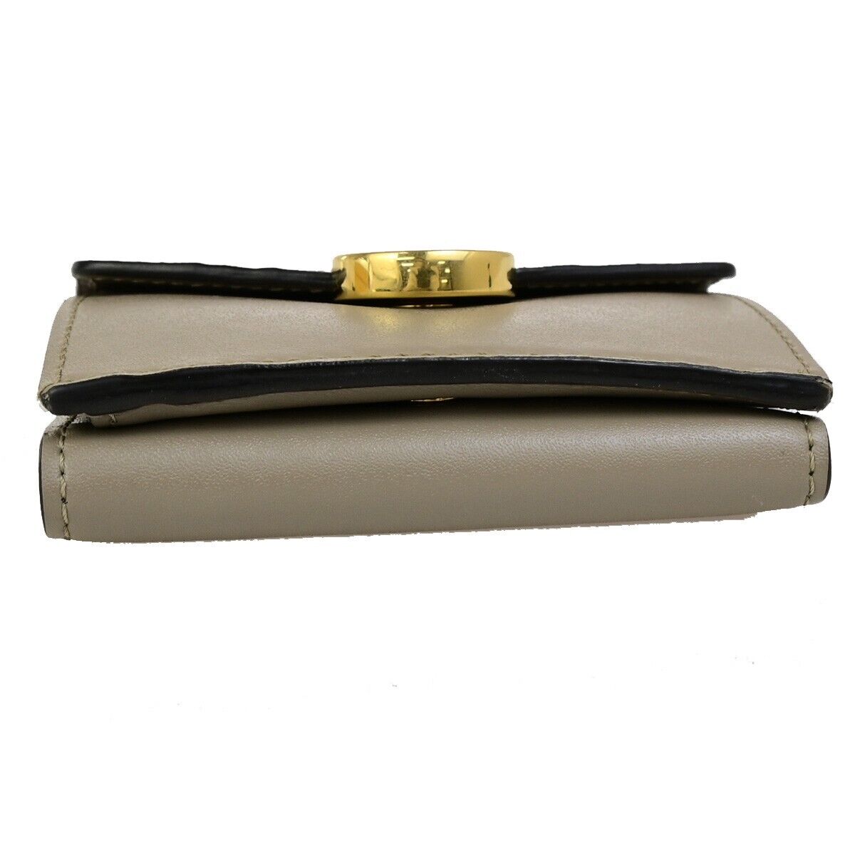 FENDI FF Logo Compact Mini Trifold Wallet Exotic Leather Brown Italy 64KA474