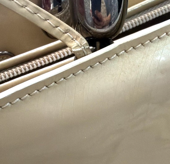 CHRISTIAN DIOR Maris Pearl Hand Bag  Hand Bag Patent Leather Beige SHW 30YH858
