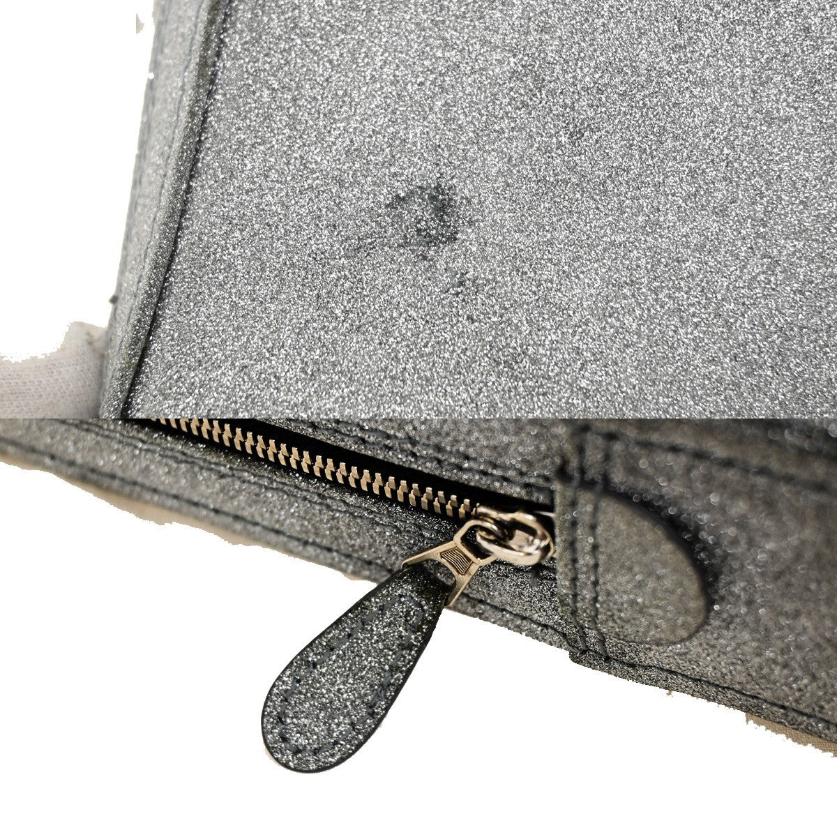 BALENCIAGA Logo triangle Clutch Bag Canvas Leather Silver Italy 38RL417