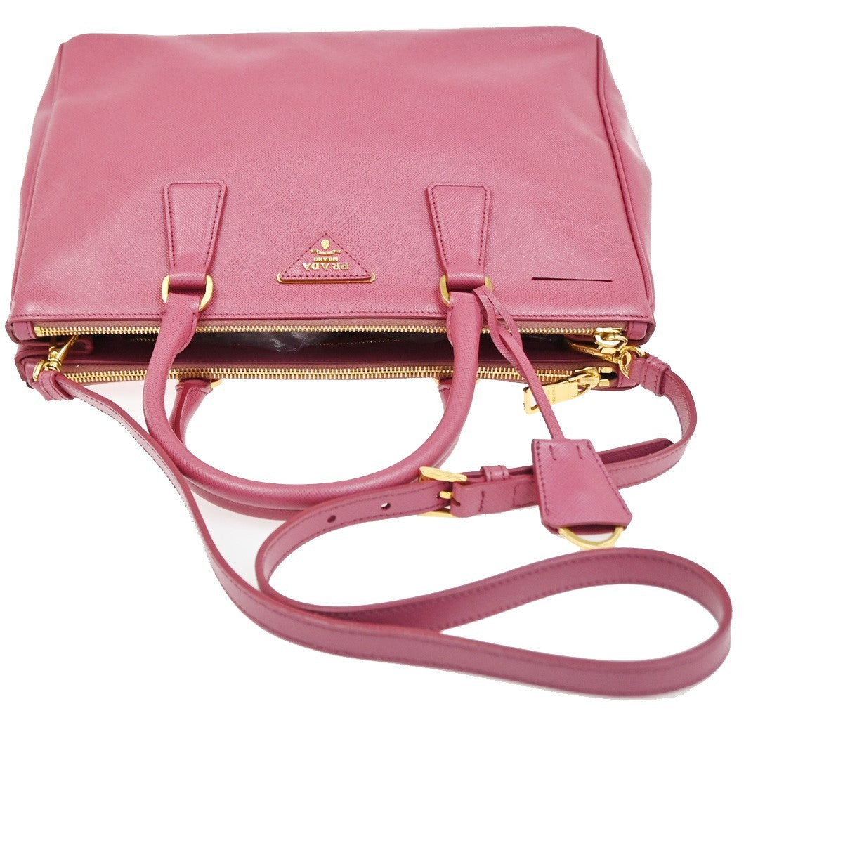 2.Live PRADA Galleria 2Way Shoulder Hand Bag Saffiano Leather Pink Italy 11CA830