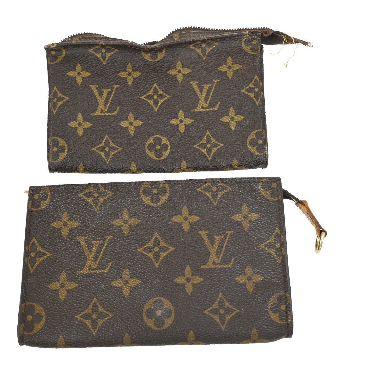 LOUIS VUITTON 2 Set Bucket PM Pouch/Poche Toilette Bag Monogram Leather 66AA218
