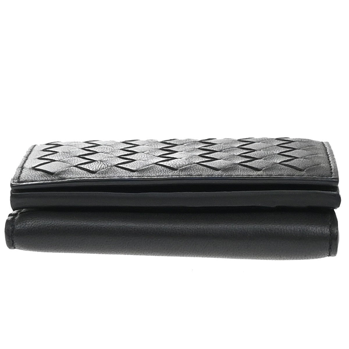 BOTTEGA VENETA INTRECCIATO Trifold Compact Wallet Leather Black Italy 31KP054