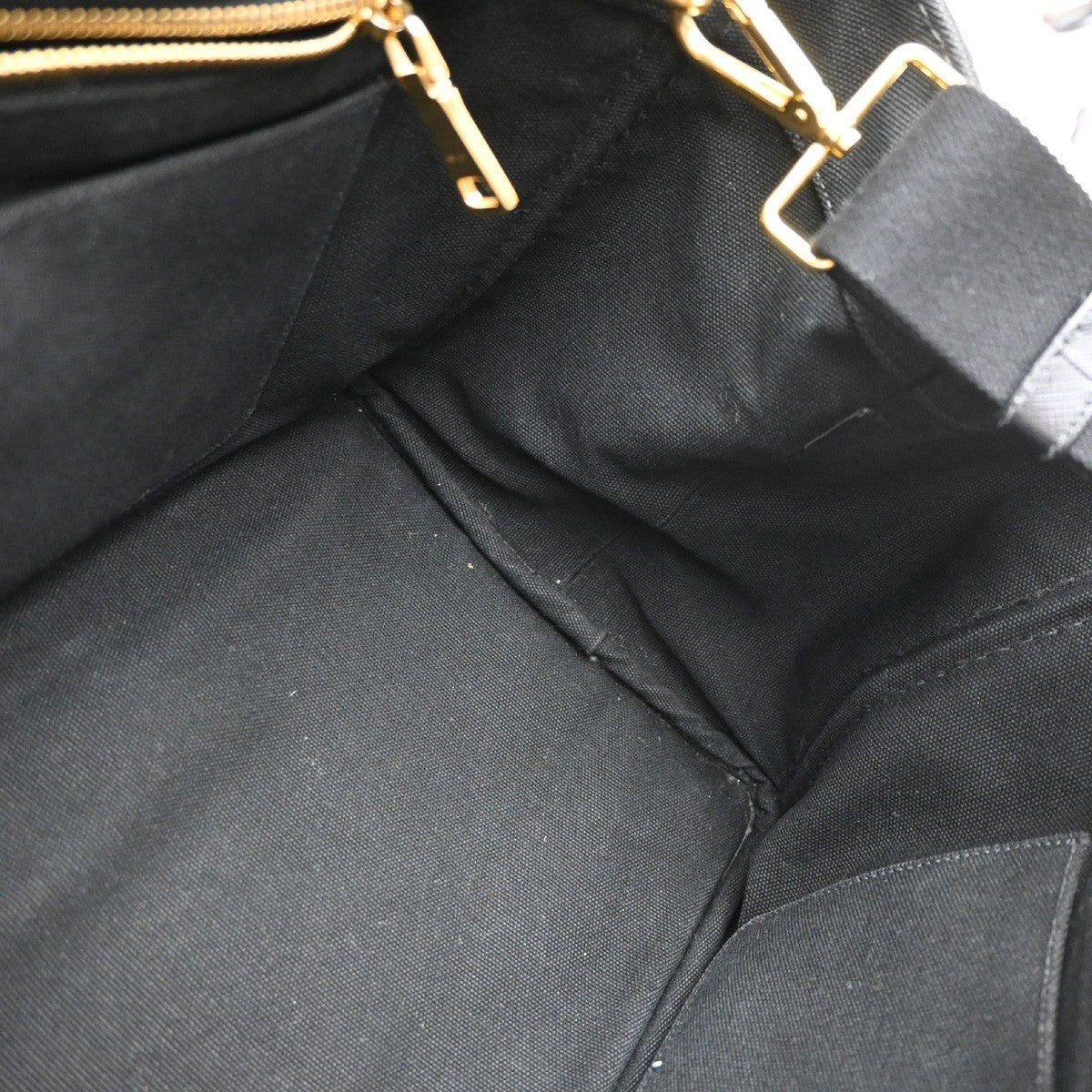 PRADA Logo Canapa 2Way Shoulder Hand Bag Canvas Leather Black GHW Italy 74KP225