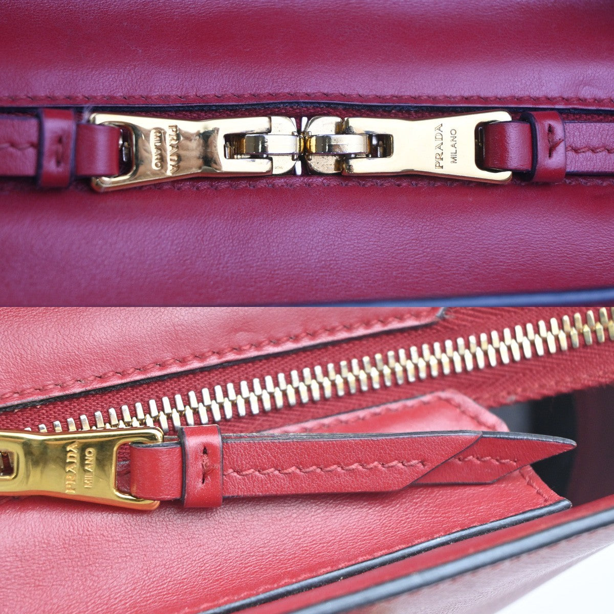 PRADA Galleria Logo 2way Shoulder Hand Bag Saffiano Leather Red GHW 11KC716