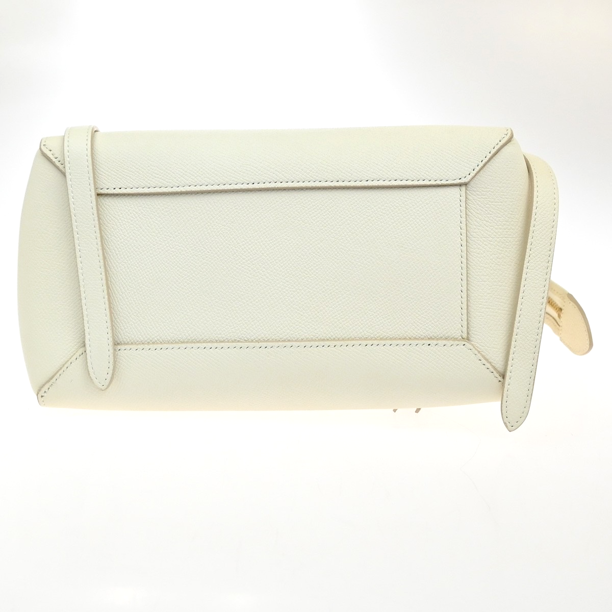 CELINE Logo Belt 2way Shoulder Hand Bag Leather White GHW Italy 29RL885