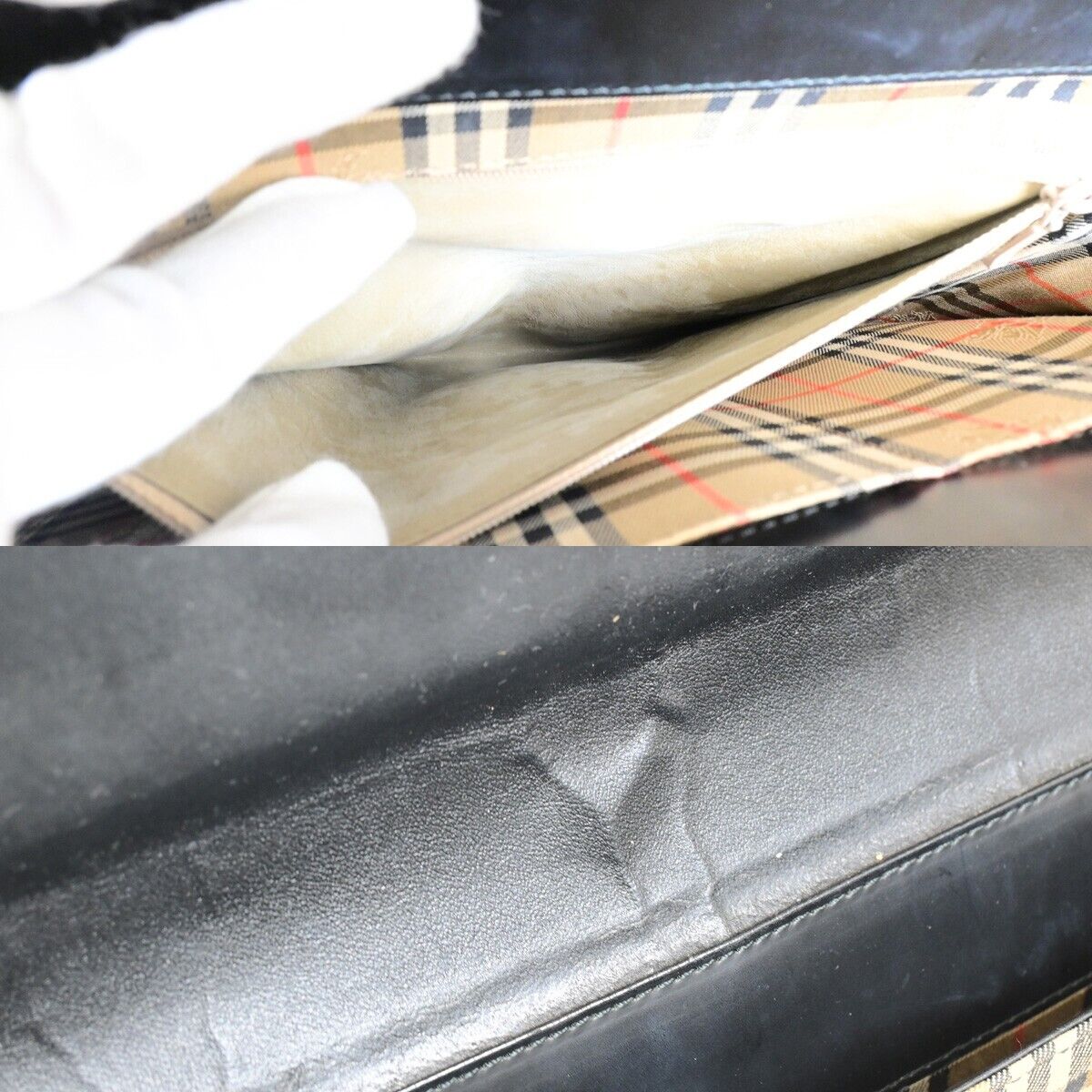 BURBERRY Logo Shoulder Tote Bag Nova Check Canvas Leather Black 66FA947