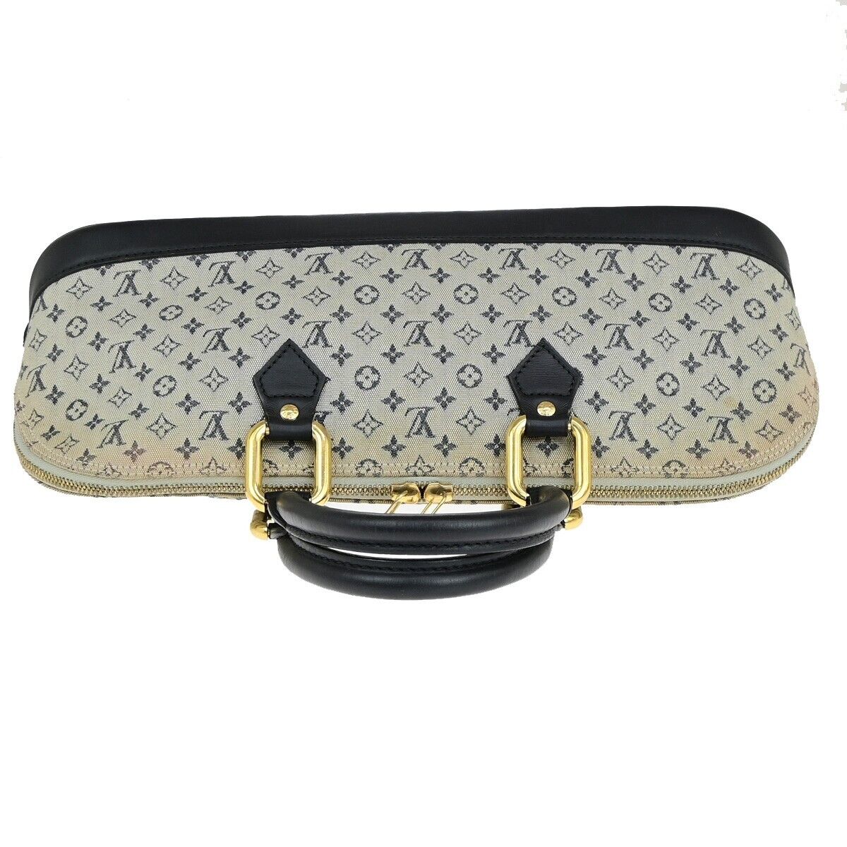 LOUIS VUITTON Logo Alma Long Hand Bag Monogram Mini Canvas Blue M92205 31ED365