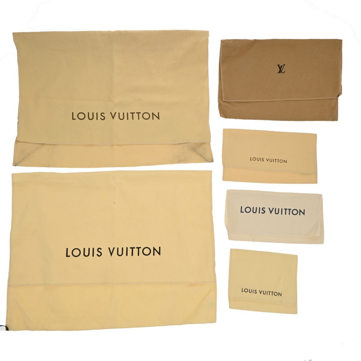 LOUIS VUITTON Logo 10 Set Dust Bag Drawstring Canvas Cotton Beige Brown 09KP297