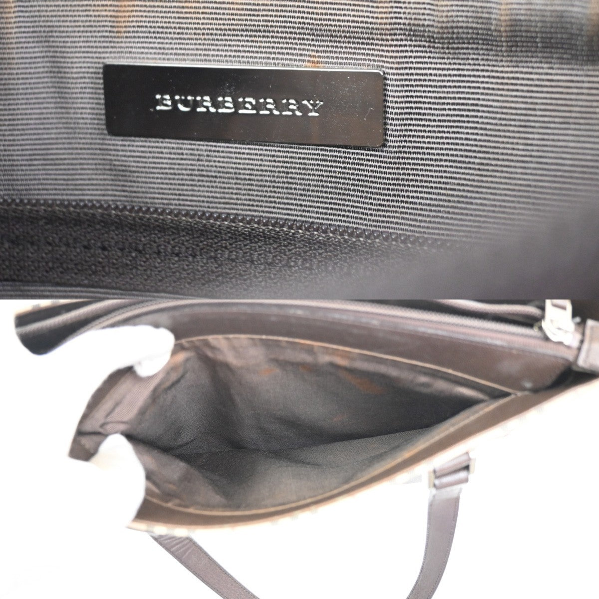 BURBERRY Nova Check Pattern Shoulder Bag Canvas Leather Brown Beige SHW 65KD026