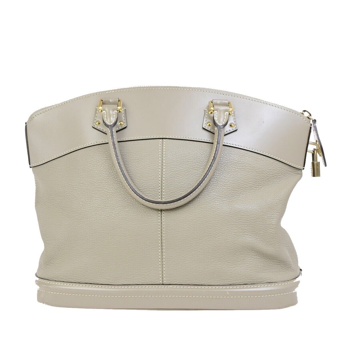 LOUIS VUITTON LV Logo Lockit Hand Bag Suhali Leather Gray GHW M91790 89ED054