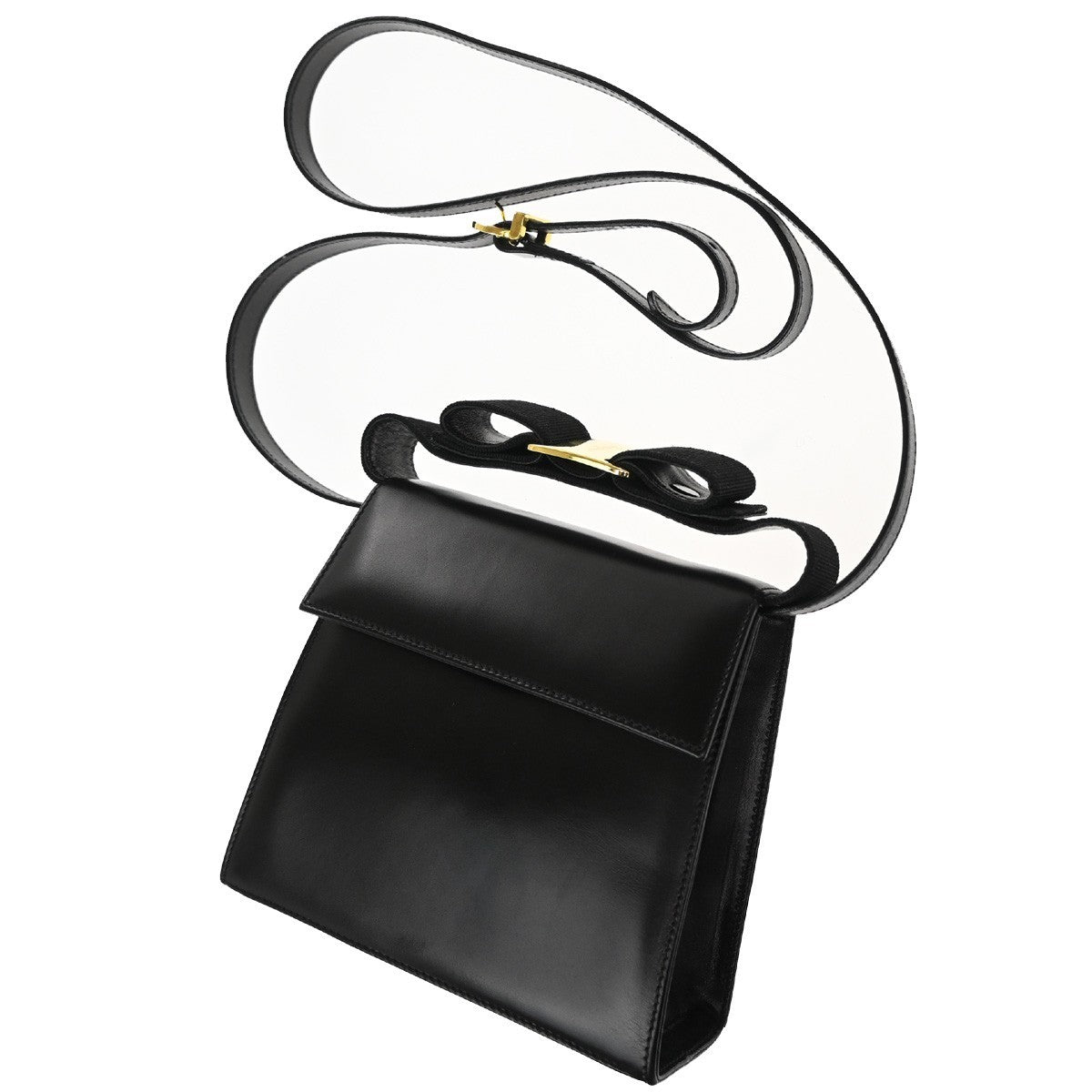 SALVATORE FERRAGAMO Logo Vara 2Way Hand Bag Canvas Leather Black GHW 85YH821