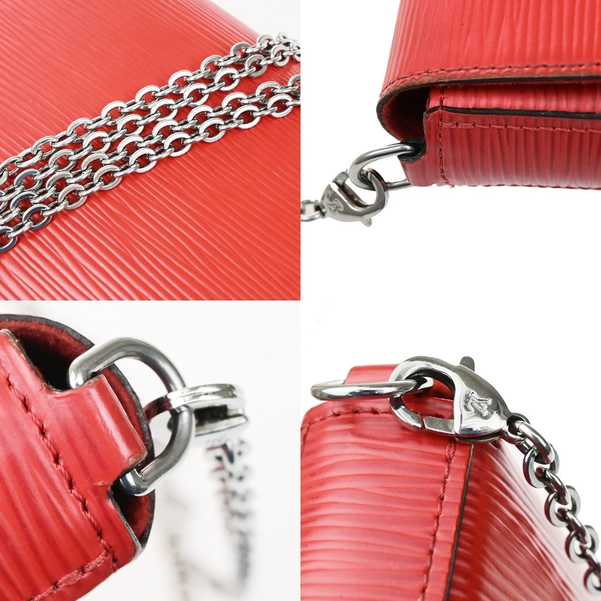 LOUIS VUITTON Pochette Felicie Chain Shoulder Bag Epi Leather Red M41559 50YJ245