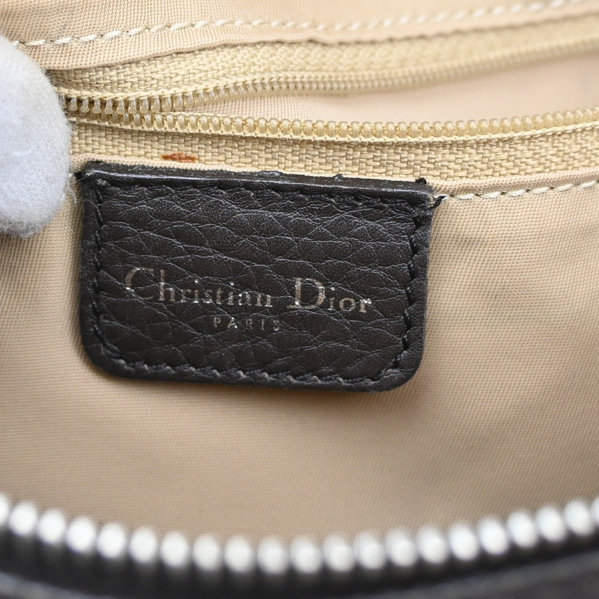 CHRISTIAN DIOR Logo Trotter Pattern Street Chic Bag Canvas Leather Beige 15CA370