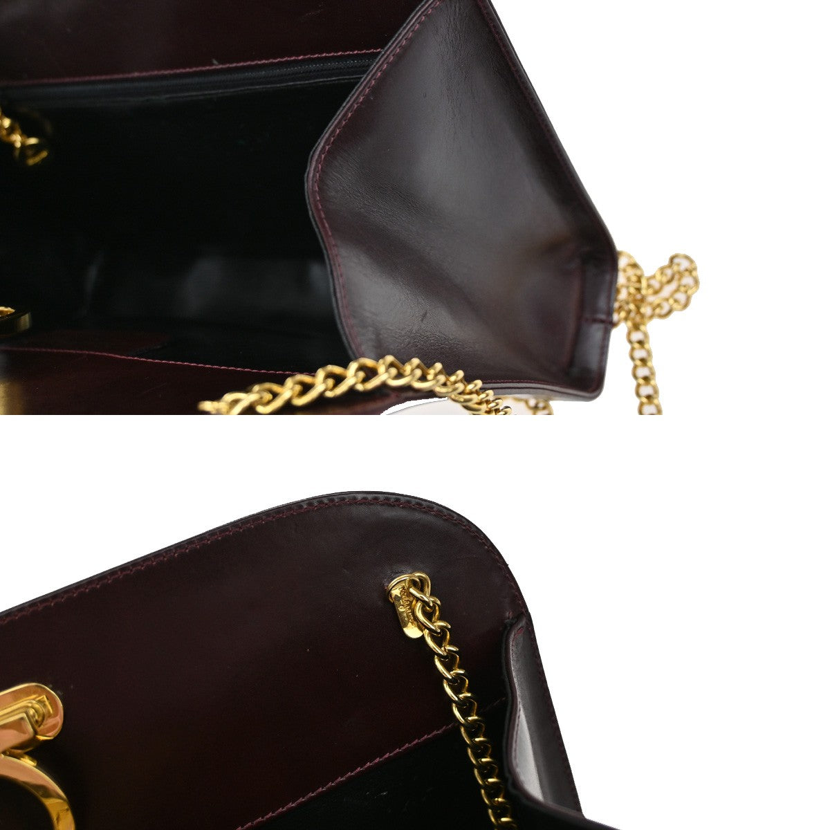 SALVATORE FERRAGAMO Gancini 2Way Chain Shoulder Clutch Bag Leather BY 39YH487