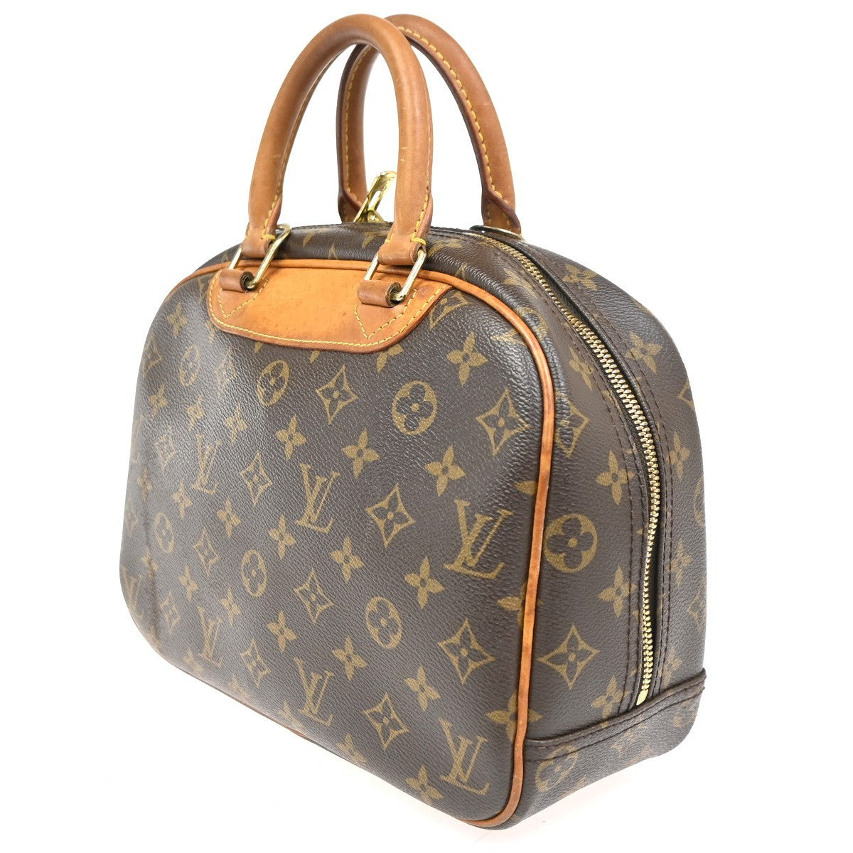 LOUIS VUITTON LV Logo Trouville Hand Bag Monogram Leather Brown M42228 86ZA185