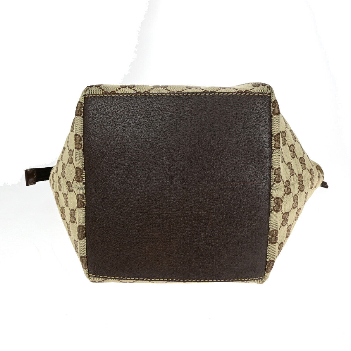 GUCCI Logo Sherry GG Pattern Hand Bag Canvas Leather Brown Italy 30YF012