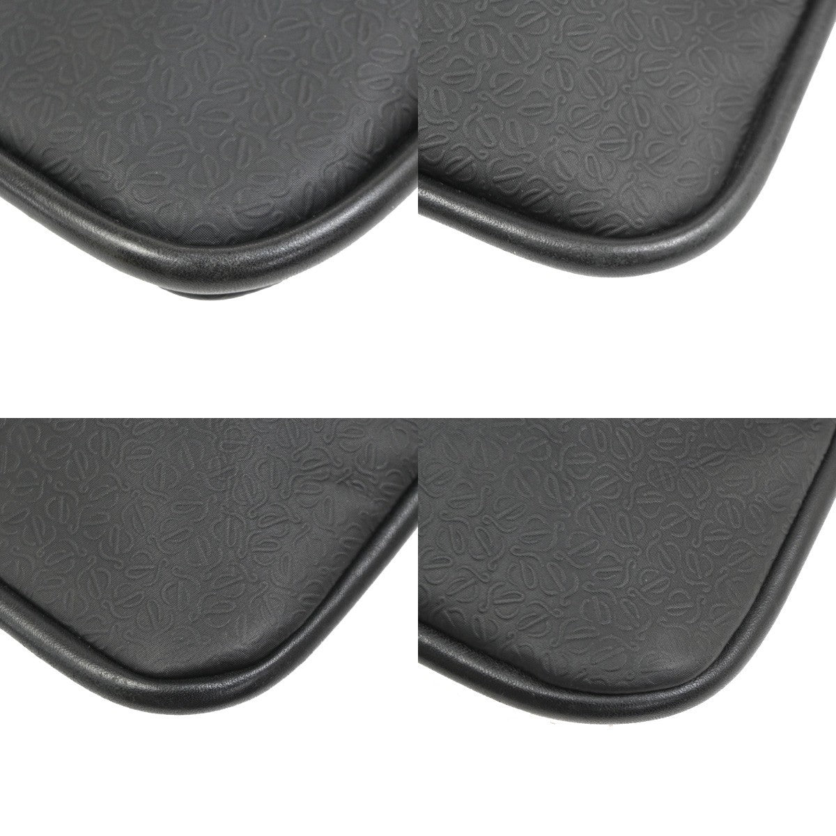 LOEWE Logo Repeat Anagram Shoulder Bag PVC Leather Black SHW Spain 32MA691