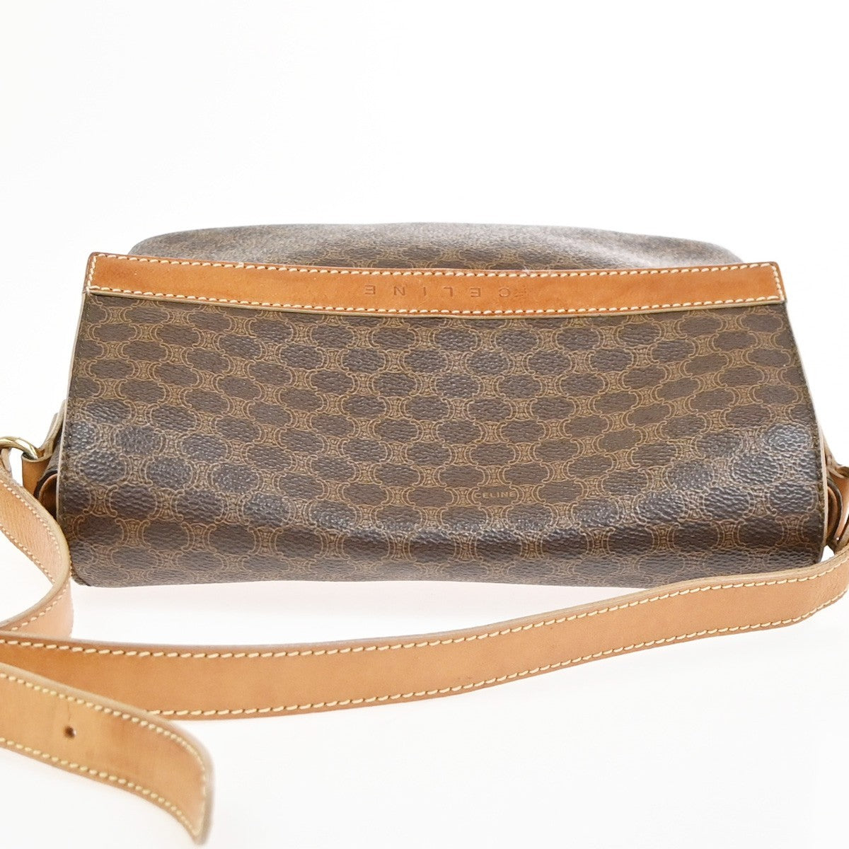 CELINE Logo Macadam Pattern Shoulder Bag PVC Leather Brown GHW Italy 61KC643