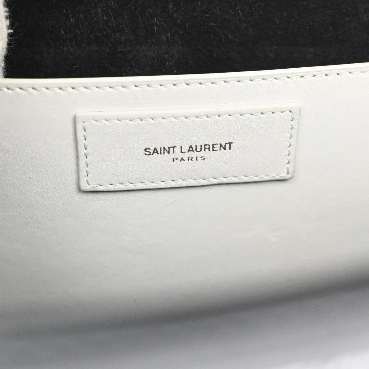 SAINT LAURENT Logo Betty Chain Shoulder Bag Leather Black White SHW 95RQ003