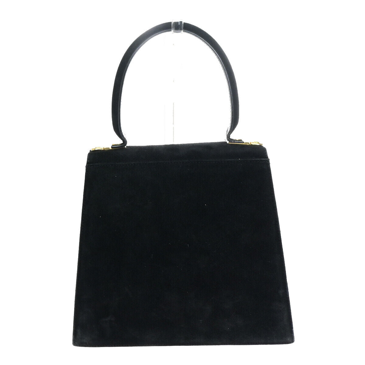 SALVATORE FERRAGAMO Logo Gancini Hand Bag Suede Leather Black GHW Italy 64YF984