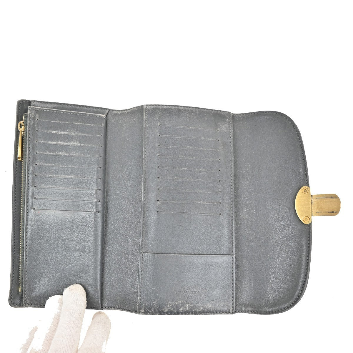 LOUIS VUITTON Portefeuille Amelia Wallet Monogram Mahina Gray M93761 09KC396